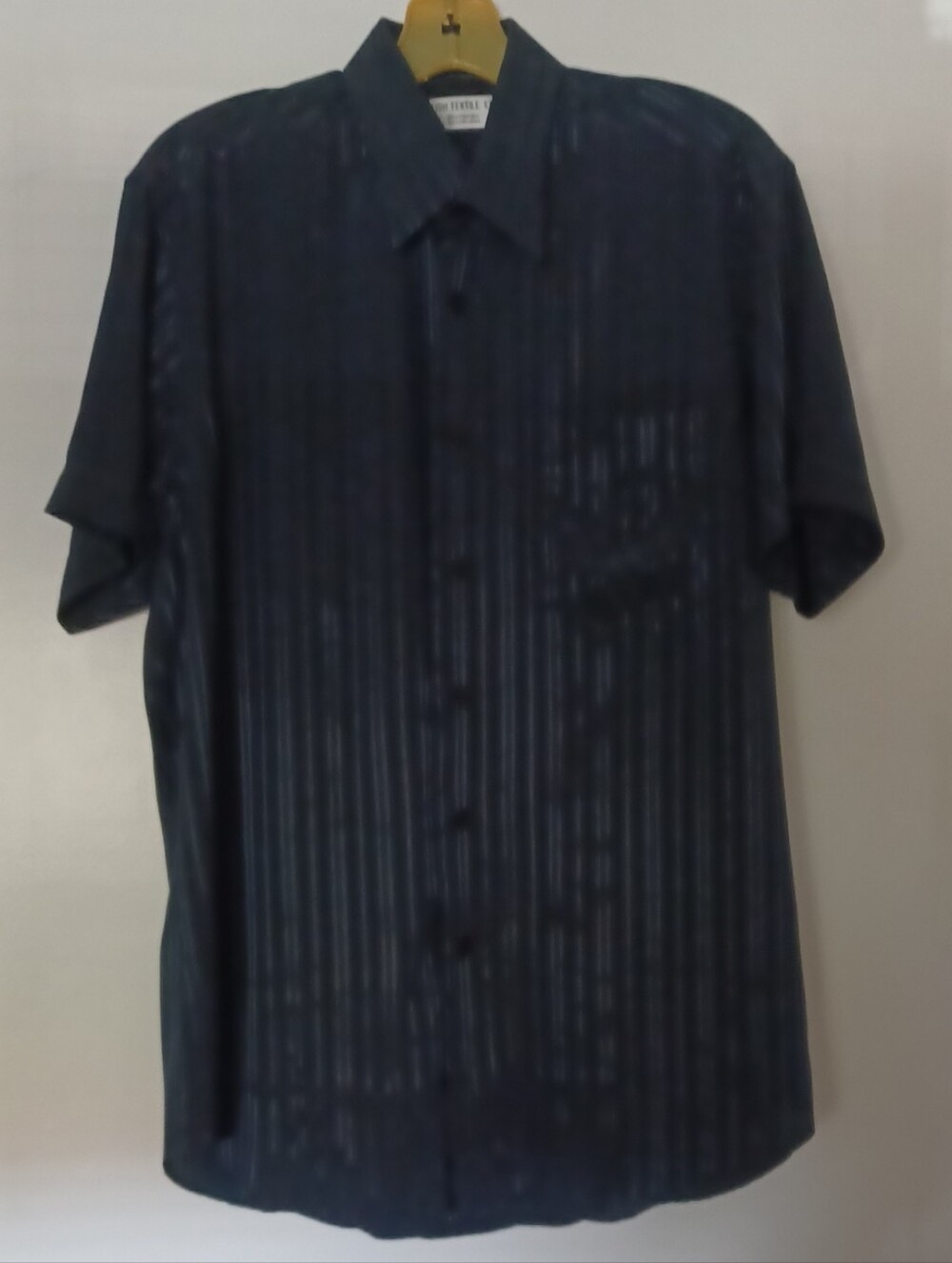 Men's Short-Sleeve Navy Button-Down Shirt